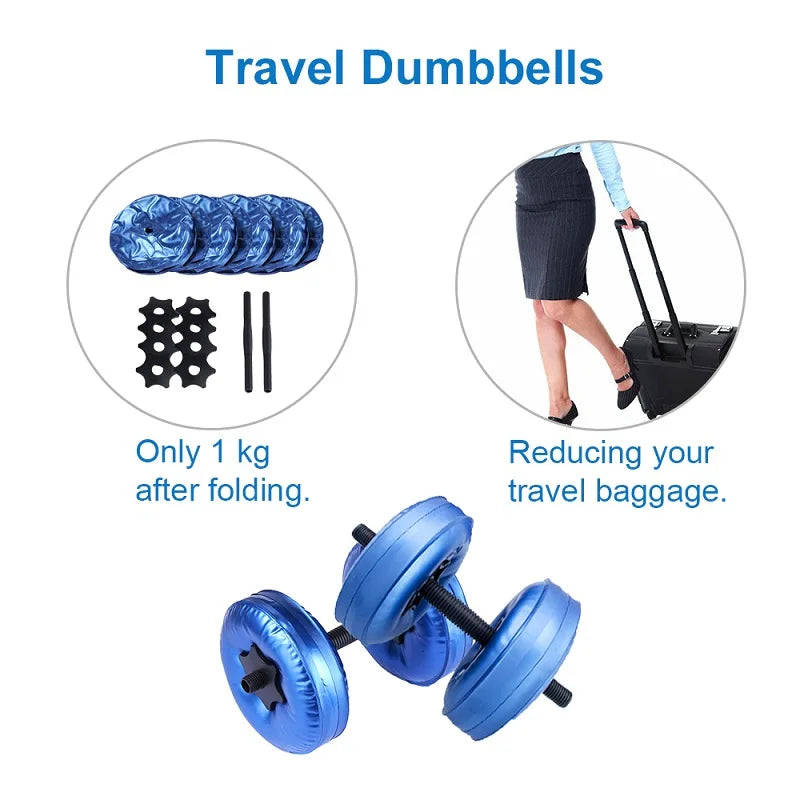 Water Filled Dumbbells Set - Portable.