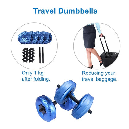 Water Filled Dumbbells Set - Portable.